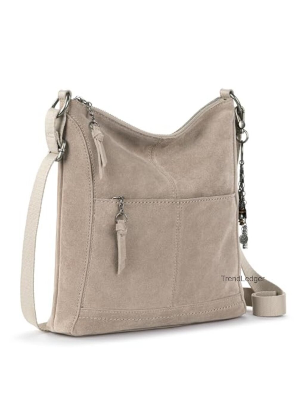 Leather Crossbody Bag Adjustable Strap Zipper Closure Multi Pockets